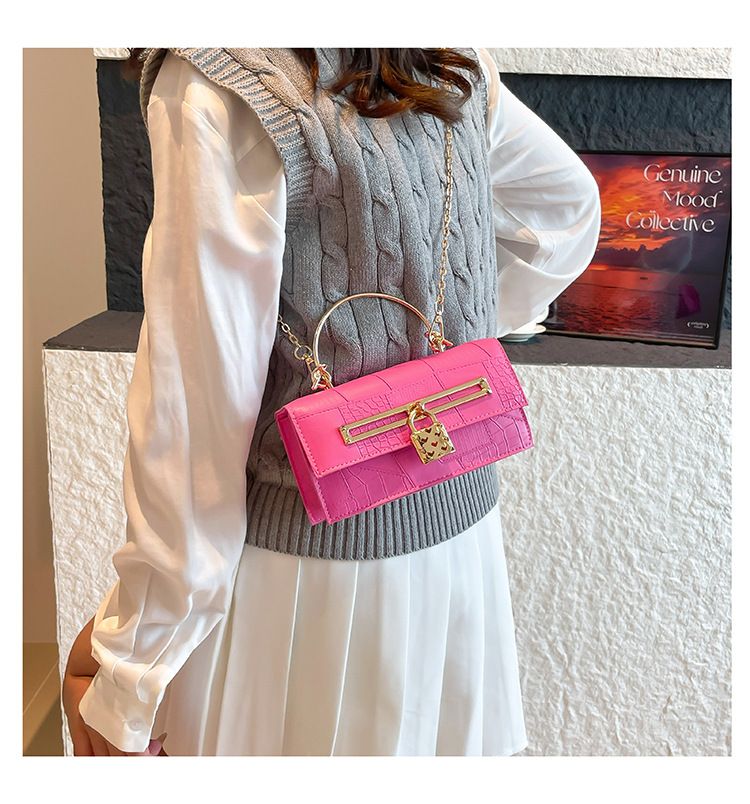 Women's Stylish And Versatile Small Square Shoulder Bag - Crossbody & Handheld For Daily Use, PU Leather With Alligator Texture, Magnetic Closure_voghion.com