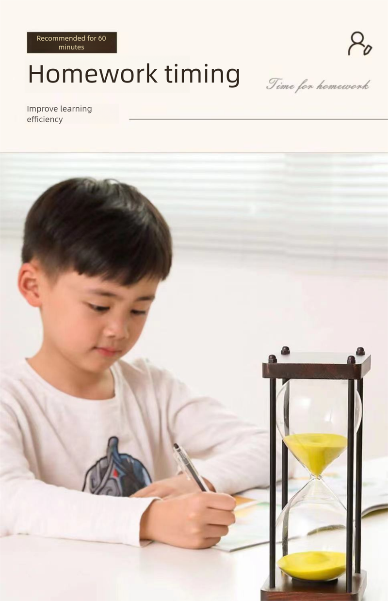 Simple Modern Geometric Glass Hourglass Ornament Creative Anti-Fall Children's Half-Hour 60-Minute Timer_voghion.com