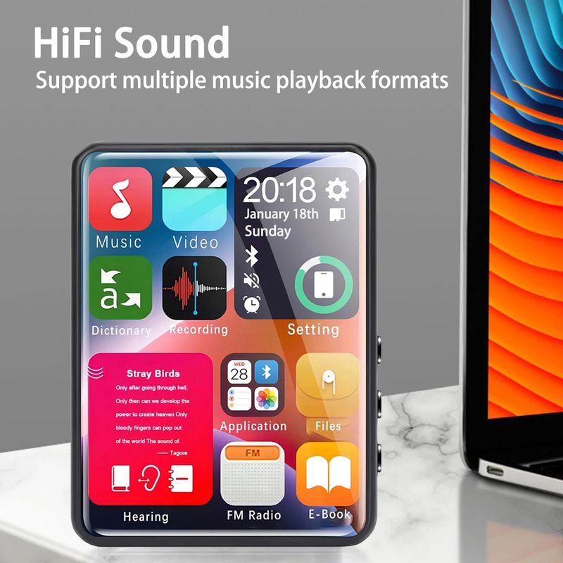 2,4 Zoll Full Screen Touch Mp3-Player mit 4 GB Speicher Bluetooth Mp4-Player mit eingebautem Lautsprecher mit E-Book FM Radio Video_voghion.com