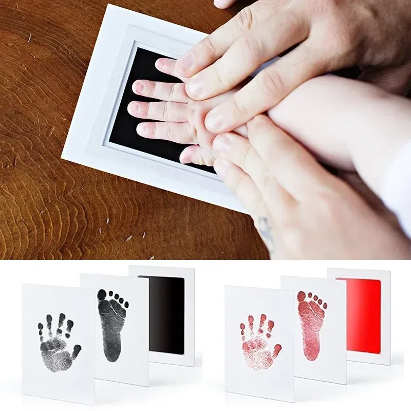 Kit de huellas de manos y pies para bebés recién nacidos, almohadillas de tinta, marco de fotos, accesorios de recuerdo para bebés, regalo de baby shower seguro y limpio_voghion.com