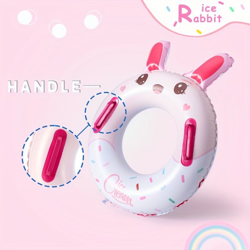 Kleine Konijnen Zwemring Met Handvat, Schattige Cartoon PVC Drijvende Ring, Zomer Zwembad Strandfeest Benodigdheden_voghion.com