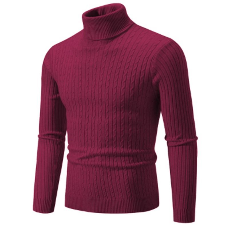 Neue Männer Pullover a collo alto Einfarbig Pullover Gestrickte Warme Casual Rollkragen Sweatware Woolen Herren Winter Outdoor Tops_voghion.com