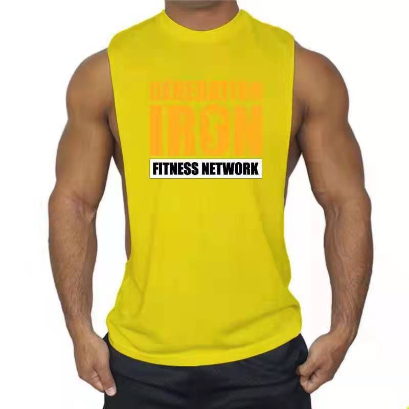 Colete fitness para homens, treinamento muscular solto, musculação, corrida, camiseta respirável e moderna, algodão sem mangas,_voghion.com