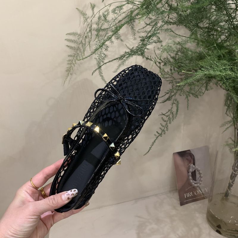 Lage hak Koreaanse stijl visnet geweven sandalen voor vrouwen 25 Zomer holle comfort niche strand Romeinse schoenen gesloten teen half_voghion.com