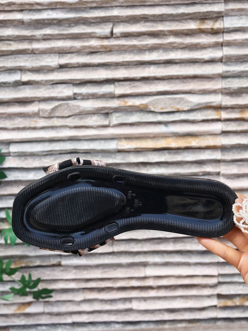 Women's New summer Korean version of the bow crystal jelly sandals fashionable flat transparent outer wear non slip beach flip flops_voghion.com