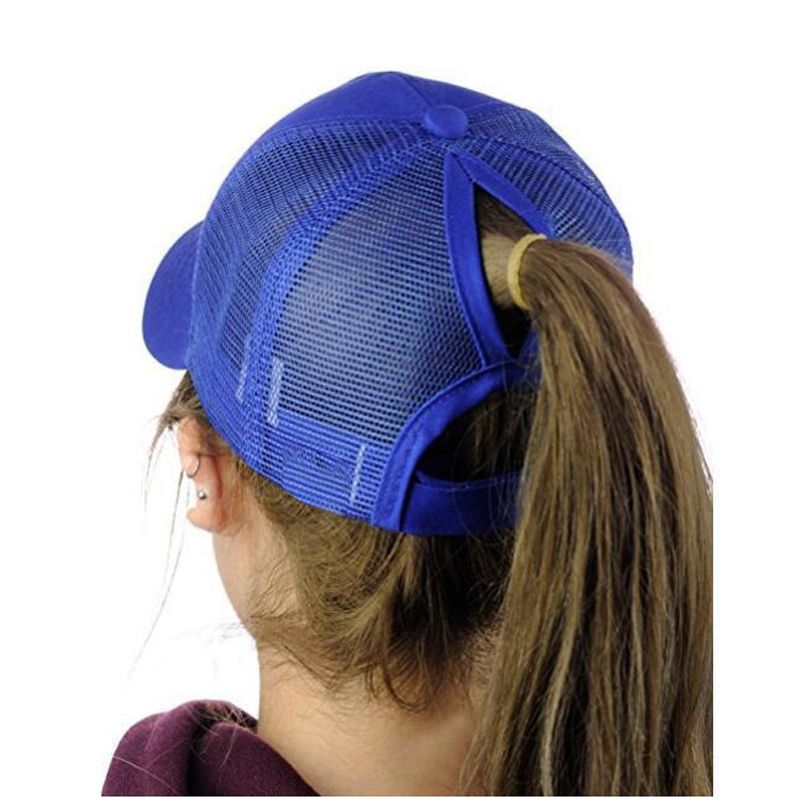 Cappello da baseball con coda di cavallo estivo da donna, regolabile, con chiusura a scatto, in tinta unita, con chignon alto e spettinato, per ragazza_voghion.com