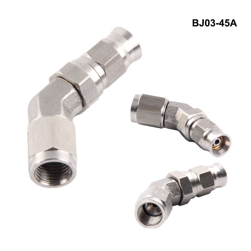 AN3 45 90 asteen ruostumattomasta teräksestä valmistettu suora jarrun kääntyvä PTFE-letkupää naaraspuolinen banjo-sovitin auton moottorin osa_voghion.com