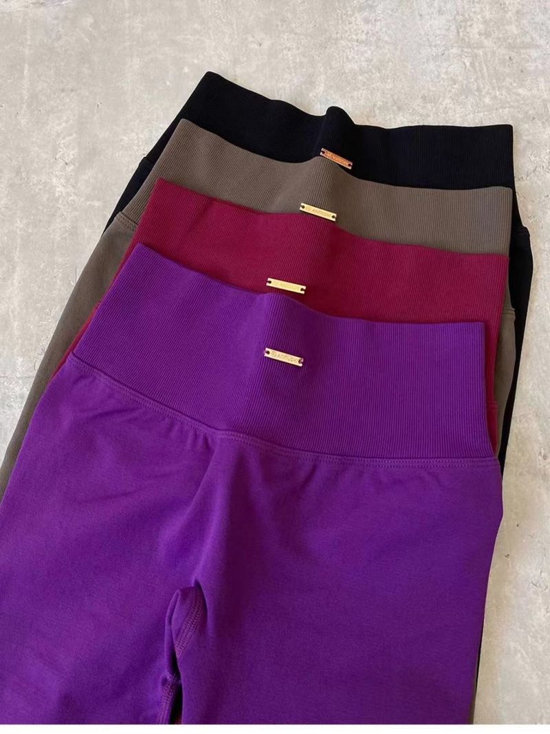 Pantaloni da fitness per addominali a vita alta europei e americani, pantaloni da yoga per il sollevamento dei fianchi color pesca da donna, pantaloni della tuta aderenti ad asciugatura rapida_voghion.com