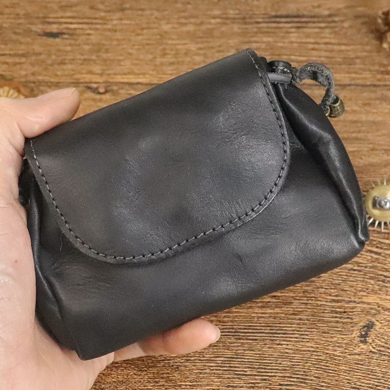 Portamonete conciato al vegetale tinto a mano per donna, portachiavi in vera pelle di vacchetta con strato superiore in stile cinese, auricolare_voghion.com