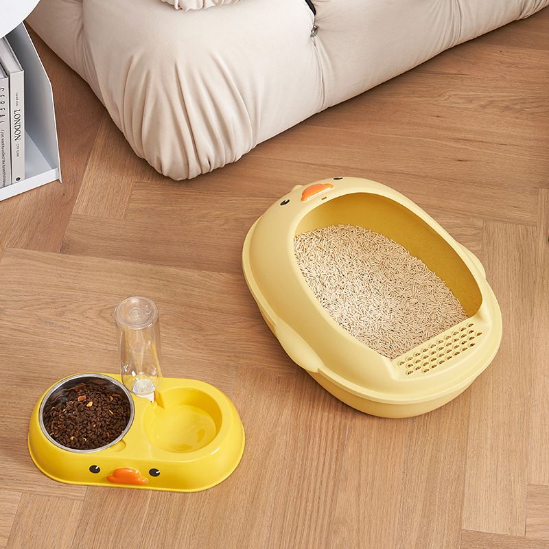 Semi-Enclosed Top-Entry Anti-Splash Large Portable Cat Toilet Litter Box_voghion.com