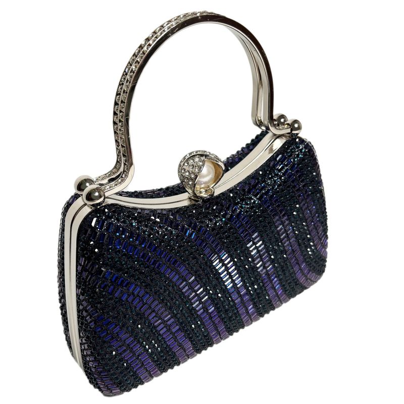 Elegant Socialite Evening Crossbody Shoulder Noble Style Shining Wave-Shaped Handbag Full Diamond Handle Women's Bag_voghion.com