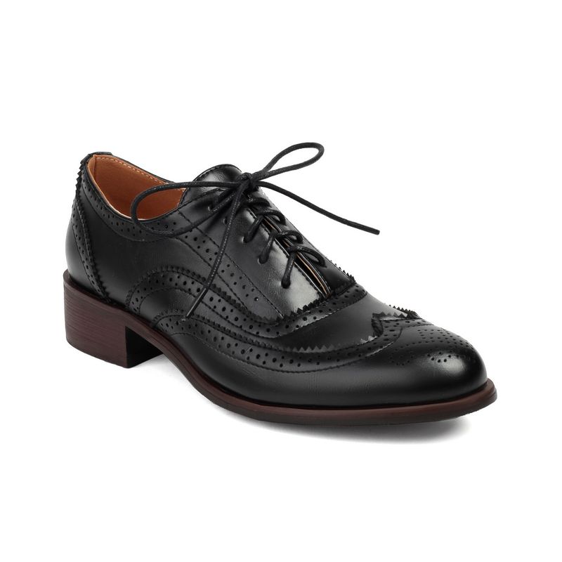 Plus-size lente enkel schoenen vintage Britse kleur contrast Braddock diepe veterschoenen damesschoenen_voghion.com