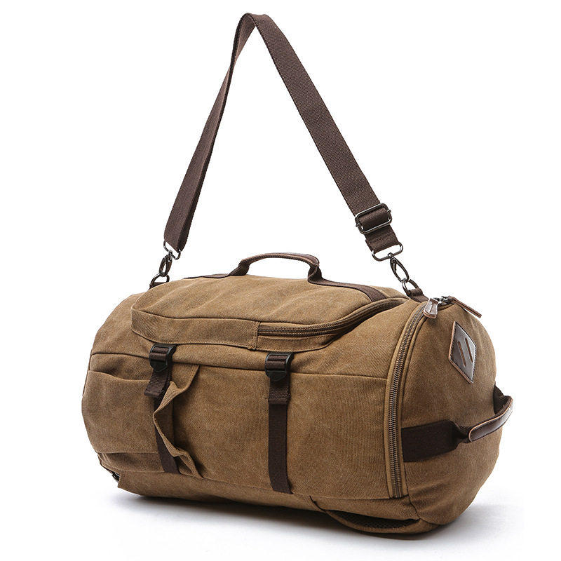 Borsa da viaggio in tela con tracolla verticale stile quadrato, grande capacità, secchiello rotondo, zaino per studenti_voghion.com