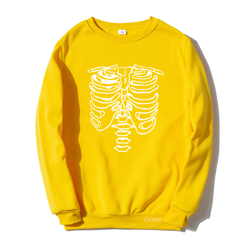 Sudadera con cuello redondo de popa de calavera oscura, sudadera deportiva con oscilación inferior roscada para hombres y mujeres, jersey gótico para parejas_voghion.com