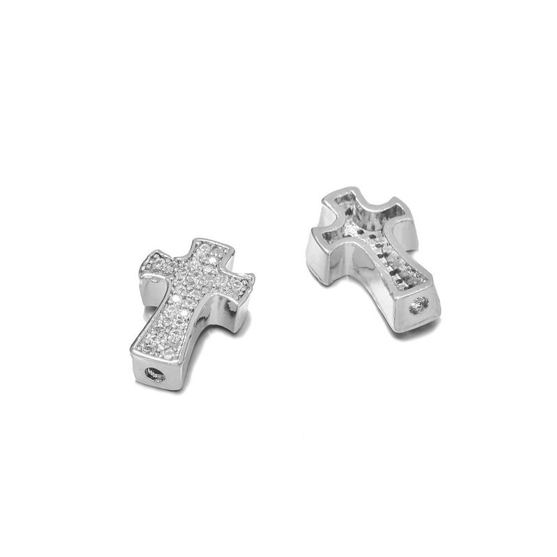 Moda stile punk micro intarsiato zircone croce quattro colori braccialetto trafitto collana perline sciolte gioielli accessori_voghion.com