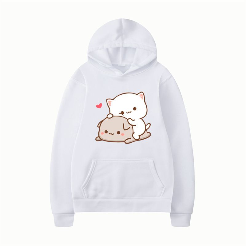 Felpa con cappuccio in pile spesso con emoticon, stile gotico kawaii street harajuku_voghion.com