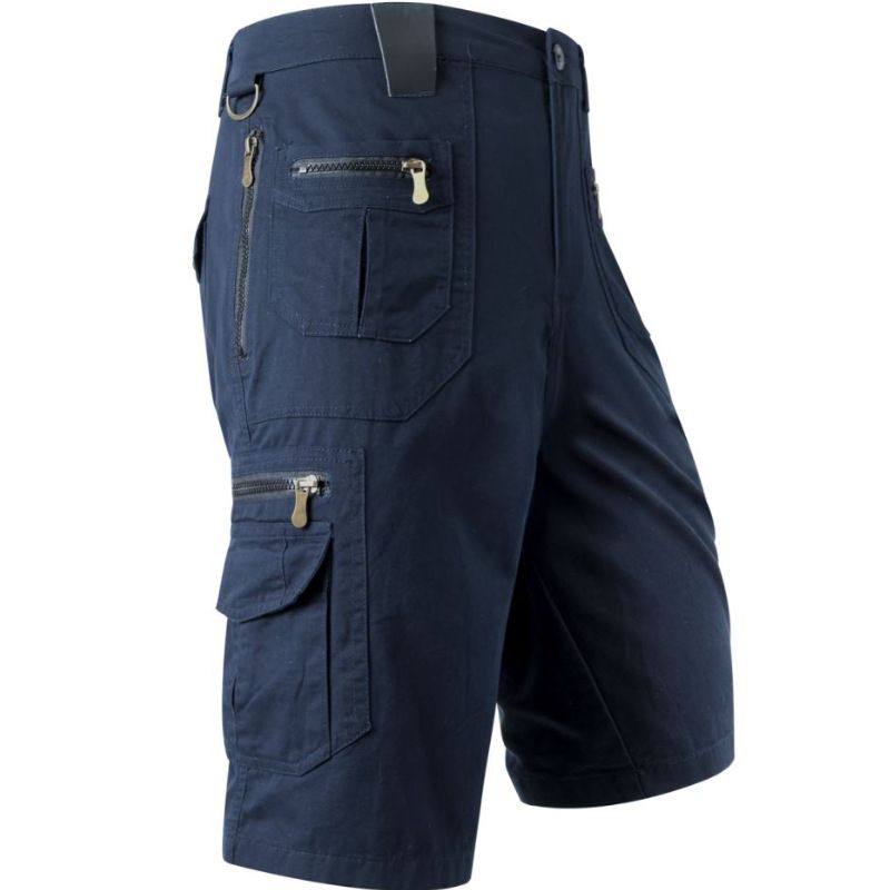 Herrenhose mit lockerer Passform und geradem Bein, Sommer, Übergröße, trendige, lässige, mittellange Hose mit mehreren Taschen, Cargohose aus reiner Baumwolle_voghion.com