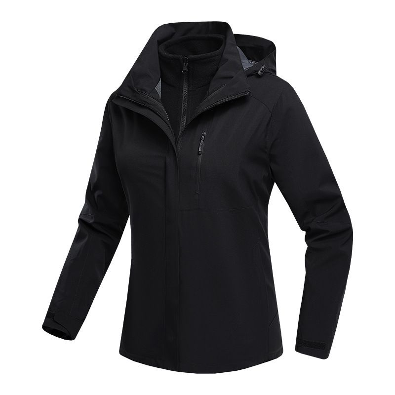 Giacca da donna 3 in 1 antivento e impermeabile, per autunno e inverno, con fodera interna in pile polare, set da due pezzi_voghion.com