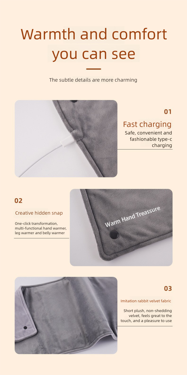 USB Rechargeable Hand Warmer - Multi-temperature Electric Hot Compress, Winter Physiotherapy_voghion.com