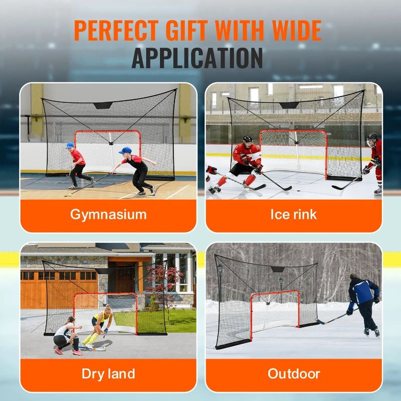 Hockey Net Street Hockey Sport Target 12x7FT Netting Outdoor Goal Backstop_voghion.com