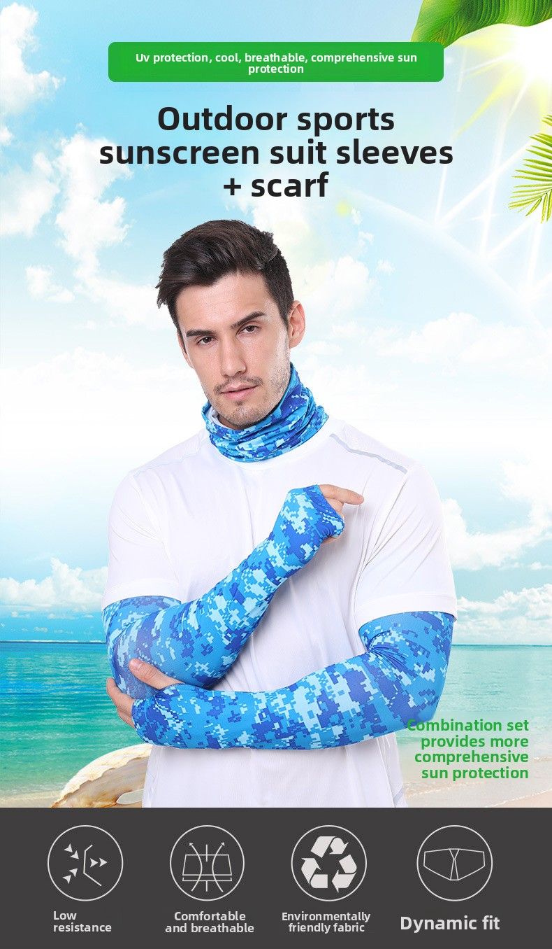Ensemble de protection solaire pour le sport, foulard de cyclisme, soie glacée, séchage rapide, respirant, pêche, cou, manches, équipement_voghion.com