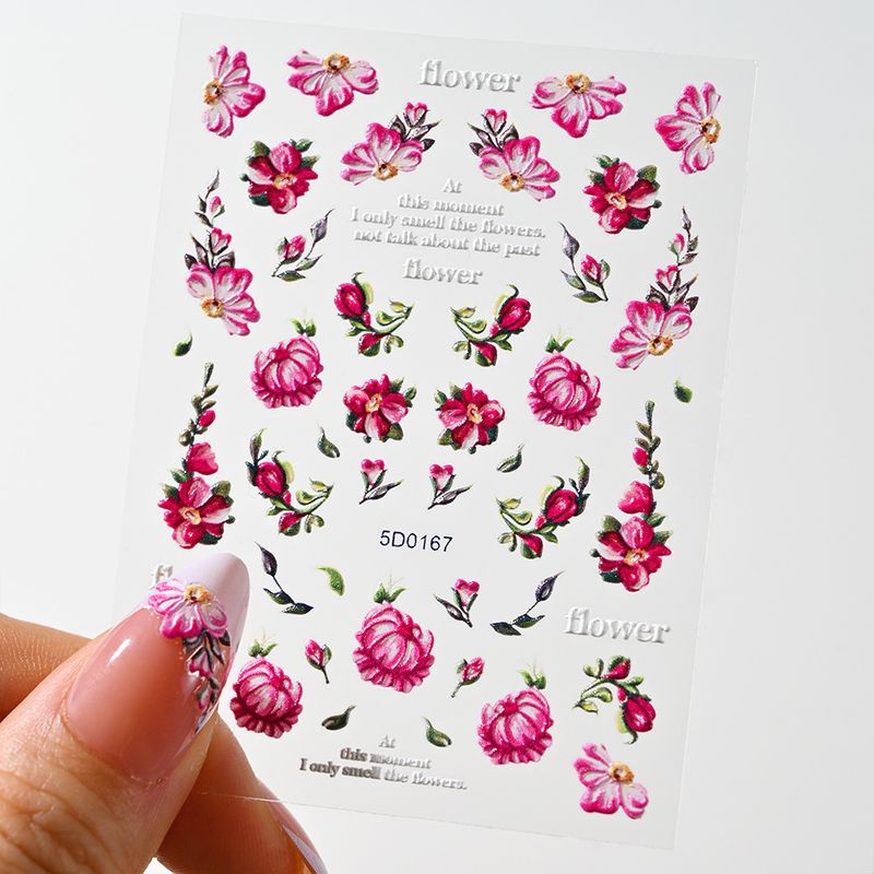 Nagelaufkleber mit Blumenprägung – Kleine Größe 6 x 8 cm | Preisgünstige 3D-Relief-Nagelaufkleber, Vorteilspackung_voghion.com