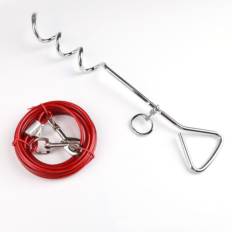 Pet Stake Tie Stahldrahtseil Hundeleine Verschleißfest_voghion.com
