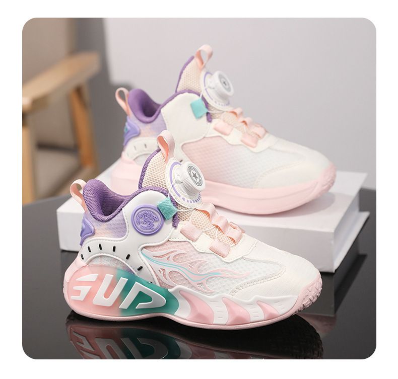 Children's Basketball Shoes, Boys' Sports Shoes With Friction Sound, Spring And Summer Girls' New Mesh Breathable And Lightweight Running Shoes_voghion.com