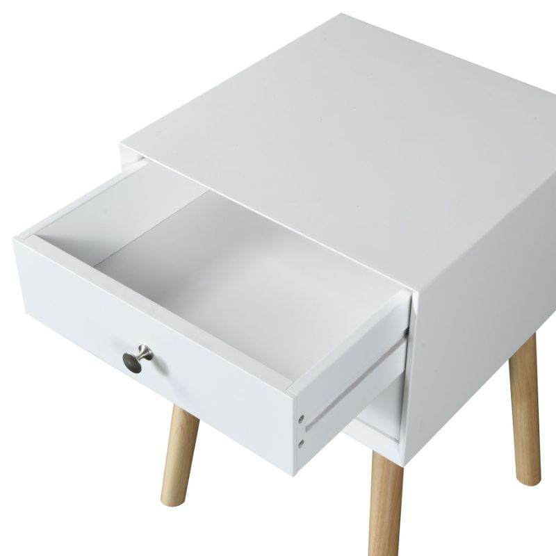 Con 2 gambe bianche moderne e laterali; Mobili; Tavolo da soggiorno in legno per camera da letto di metà secolo, cassetto portaoggetti in gomma per_voghion.com