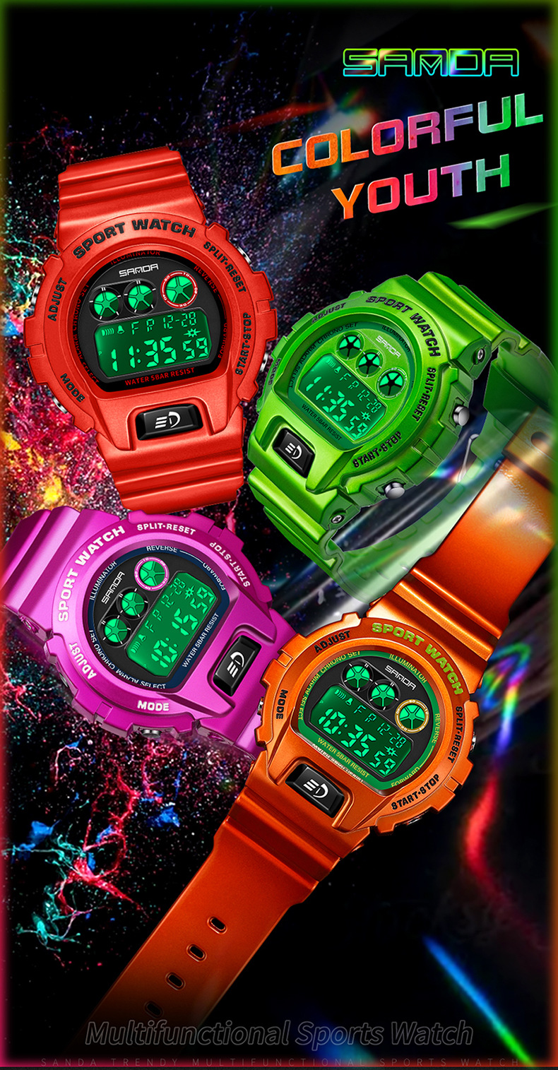 Sanda dopamina elettronica per studenti e studentesse, orologio impermeabile alla moda, tendenza multifunzionale 2017_voghion.com