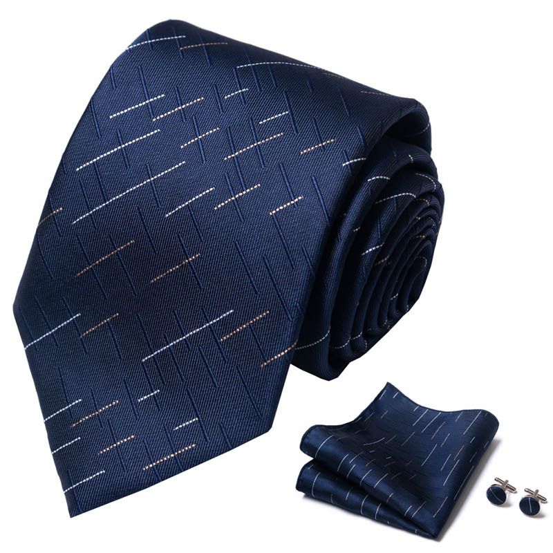 Corbata de seda de poliéster de alta calidad unisex para hombre, corbata formal de color sólido, bolsillo, toalla, gemelos, juego de jacquard_voghion.com