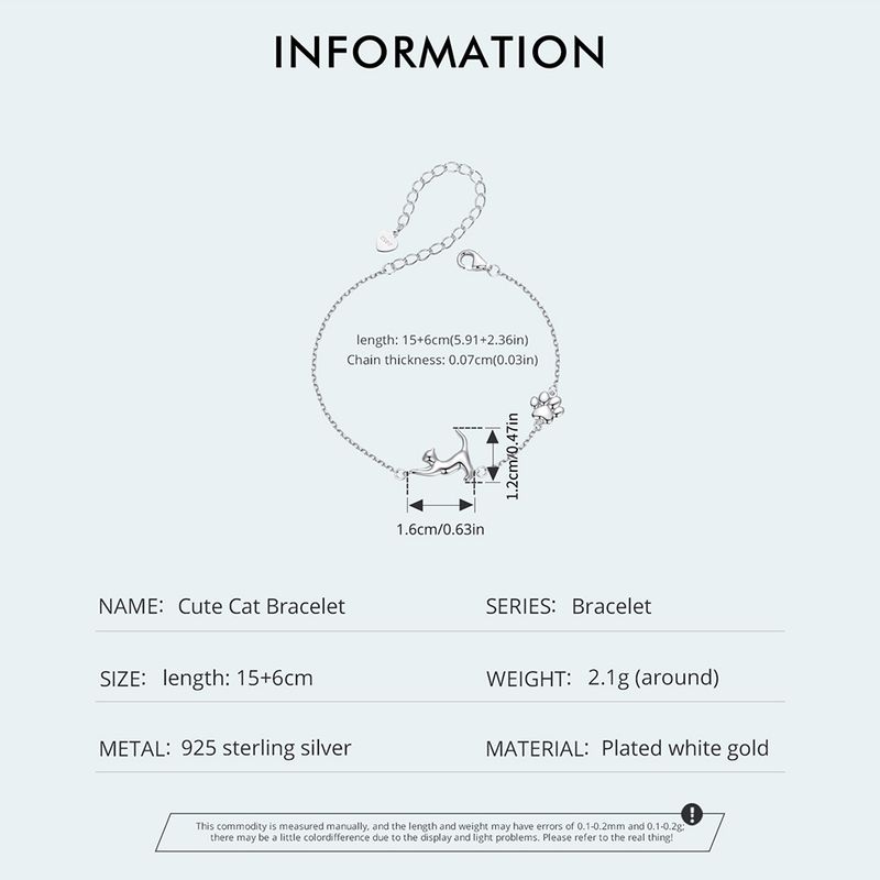 Bracciale con sagoma di gatto stravagante, bracciale in argento sterling 925 per donna_voghion.com