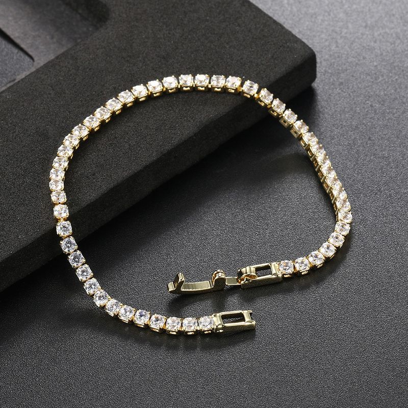 Brățară tenis unisex cu zirconiu pentru femei, brățară placată cu aur, cu un singur rând de diamant, bijuterii de vânzare fierbinte_voghion.com