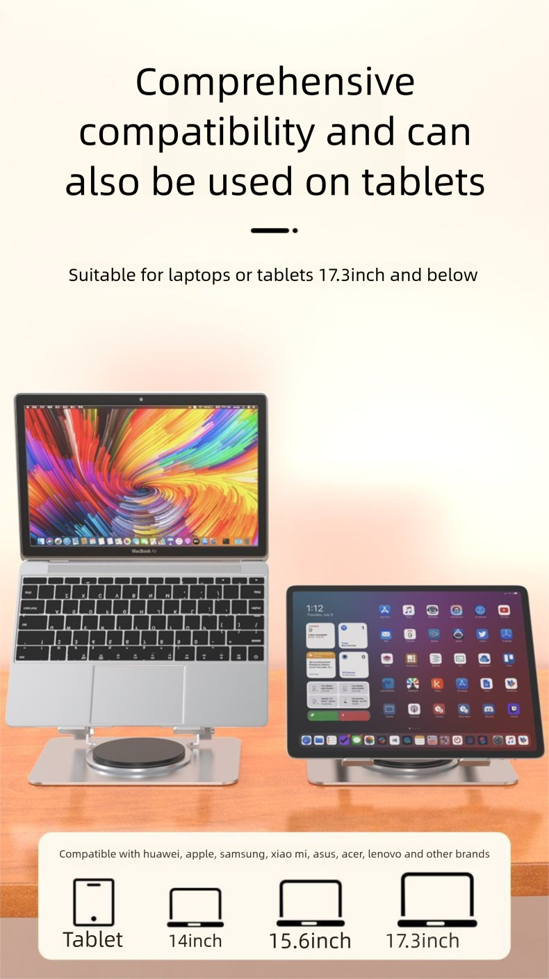 360 ° drehbarer Laptop-Ständerhalter, höhenverstellbar, hängende Kühlbasis, 360 Grad_voghion.com
