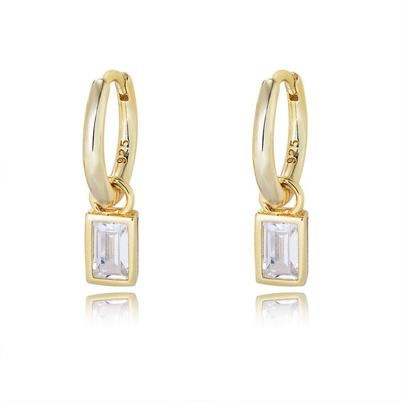 Gioielli da donna in argento sterling 925, orecchini geometrici quadrati con zirconi, piccoli orecchini con personalità, orecchini da donna con temperamento_voghion.com