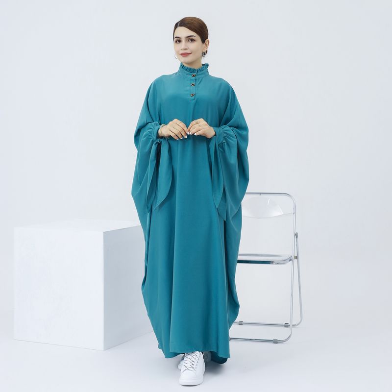 Damenbekleidung Langes Swing-Kleid in Volltonfarbe_voghion.com