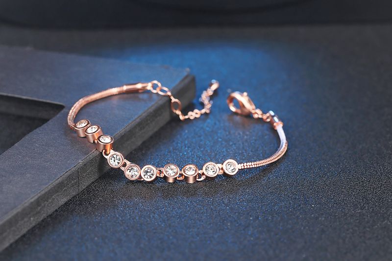 Unisex Mode Einfach Heißer Verkauf frauen Kette Armband Rose Gold Überzogene Farbige Zirkon Schmuck_voghion.com