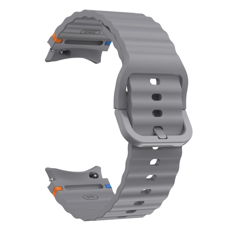 Samsung Galaxy Watch 7 40 / 44mm aaltokuvioinen ommeltu silikonikellon ranneke (tummanharmaa)_voghion.com