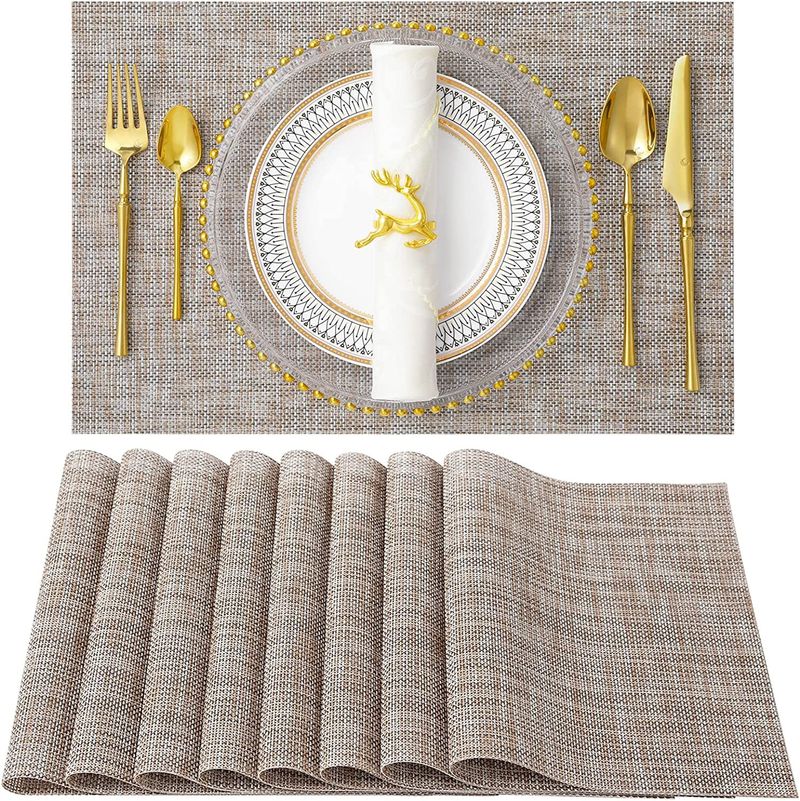 Serviesgoed Placemats PVC-isolatie Placemats Wasbare tafelkleden Onderzetters Tweekleurige zijde Cross Border Textilene Placemats_voghion.com