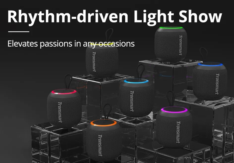 Tronsmart T7 Mini tragbarer TWS Bluetooth 5.3-Lautsprecher mit ausgewogenem Bass, IPX7 wasserdicht, LED-Modi für den Außenbereich_voghion.com
