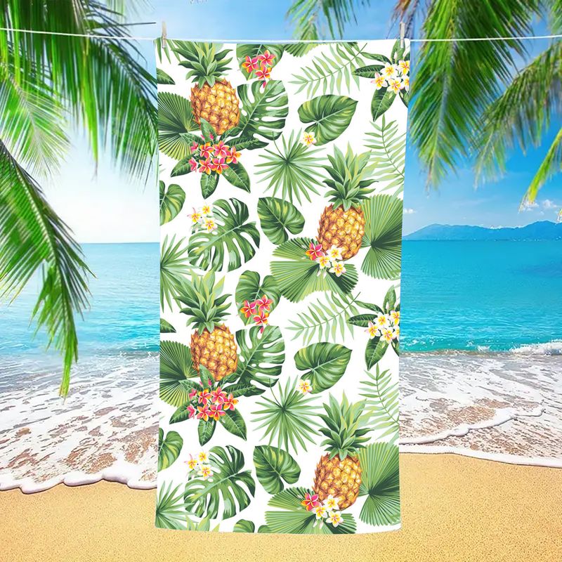 Asciugamano da spiaggia con stampa di frutta tropicale - Microfibra ultra morbida con flanella bifacciale (a rapida asciugatura, super assorbente, per vacanze in piscina e viaggi)_voghion.com