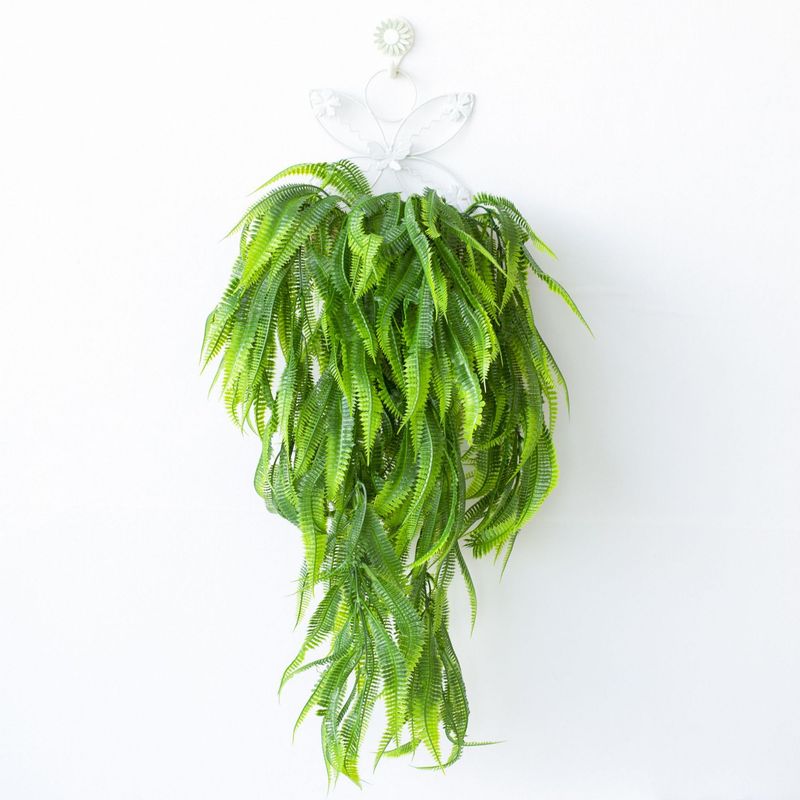 Tenture murale en gazon artificiel 5 fourches cheveux pointus herbe fougère tenture murale plante intérieure et extérieure décoration murale matériel vignes d'herbe en plastique_voghion.com
