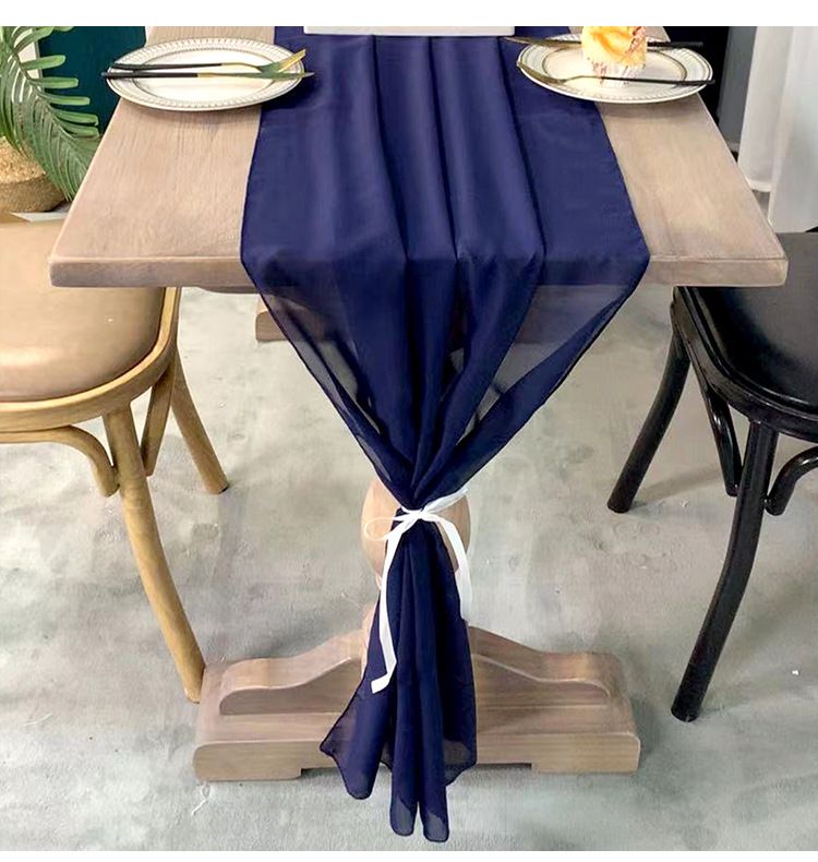Simple Solid Color Chiffon Table Flag Hotel Wedding Decoration Table Flag Chiffon Table Flag_voghion.com