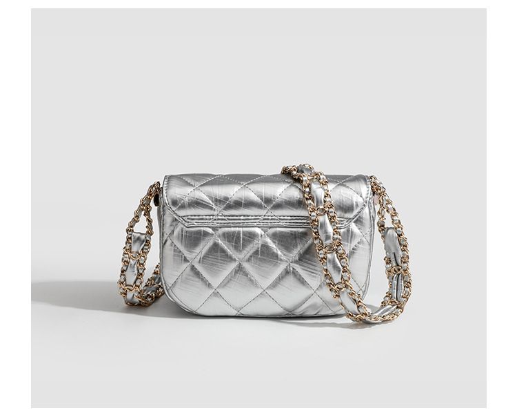 Borsa a tracolla con tracolla larga in argento 2024, stile piccolo e profumato, con catena, stile premium squisito_voghion.com