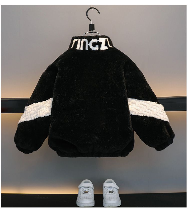 Kid's Clothing Boys' Autumn And Winter Mink Fleece Jacket Children's Plush And Thickened Baby Fur Cotton Coat Mid Length_voghion.com