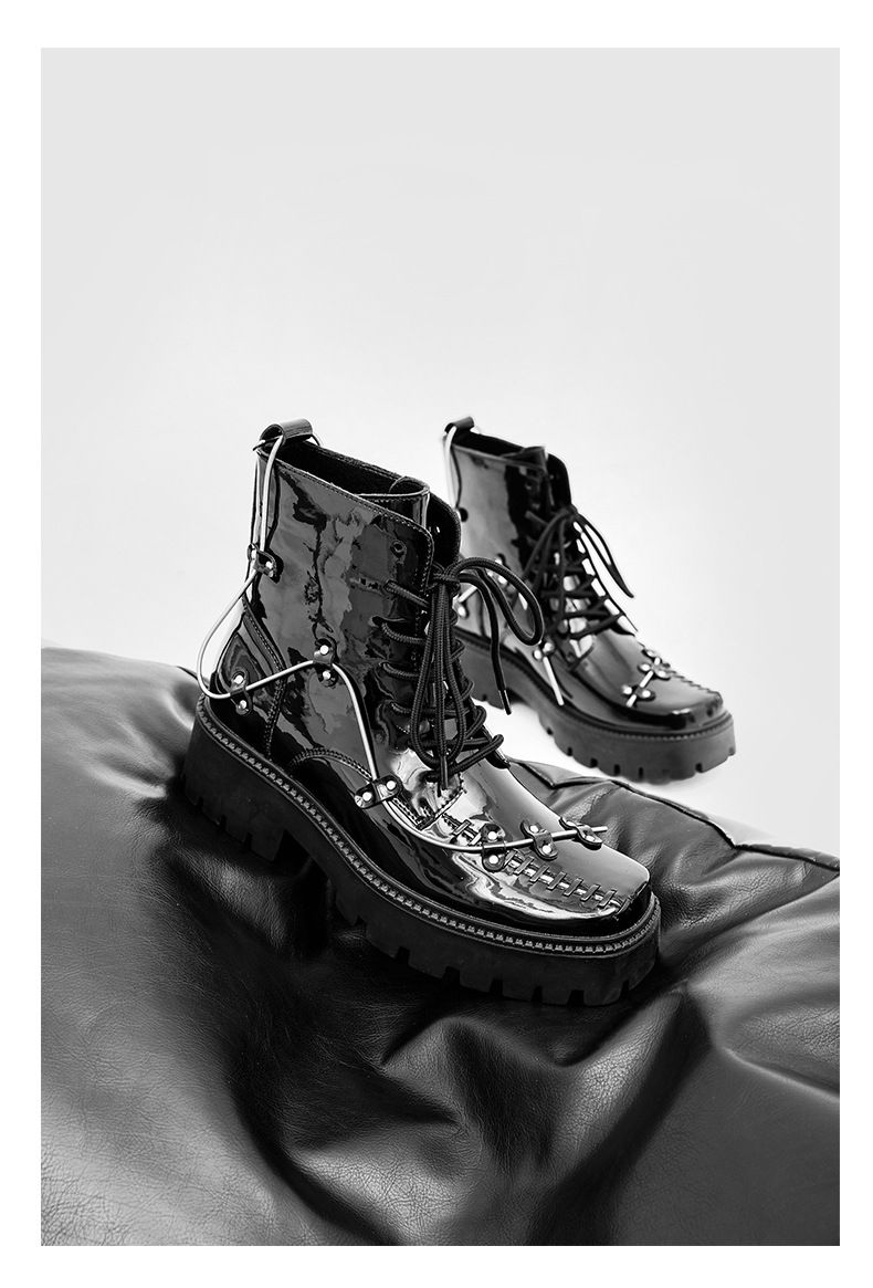 Men’s Shoes lace up niche design Martin boots thick soled platform cake British style cool single boots_voghion.com