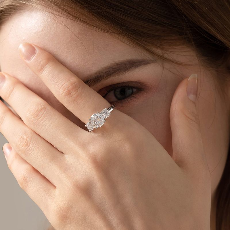 4 Karat Moissanite mat Zertifikat Sterling Sier Brilliant Cut Lab Diamant Verlobungsring Hochzäitsband fir Fraen_voghion.com