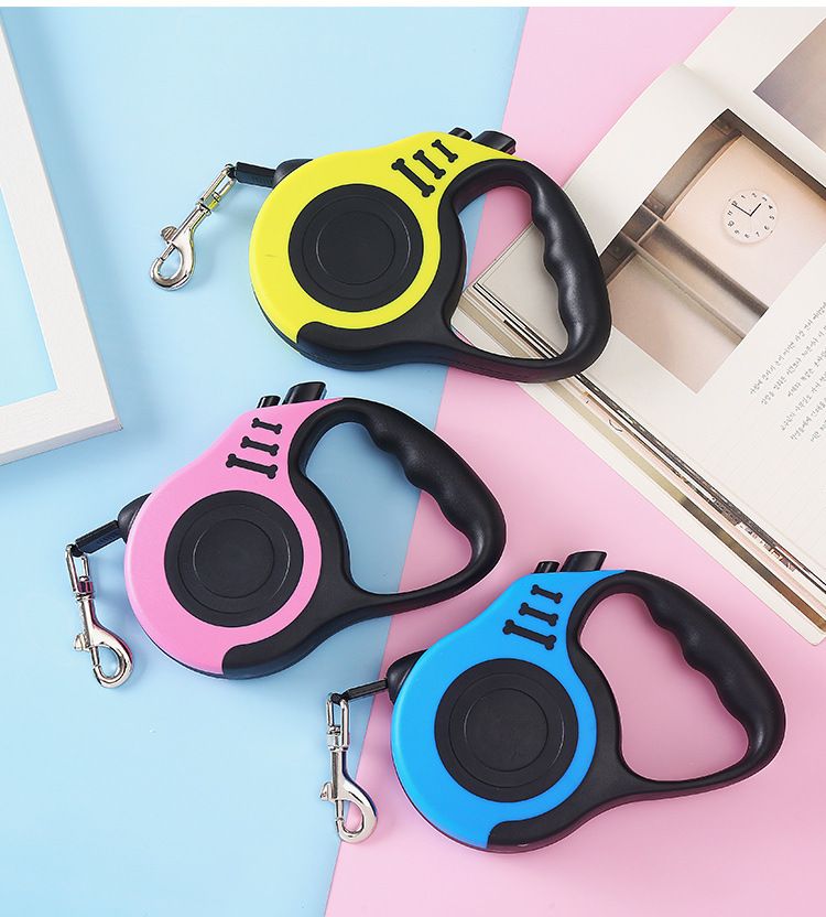 Pet Supplies Automatic Retractable Bone Print Walking Leash Chain Dog Rope_voghion.com