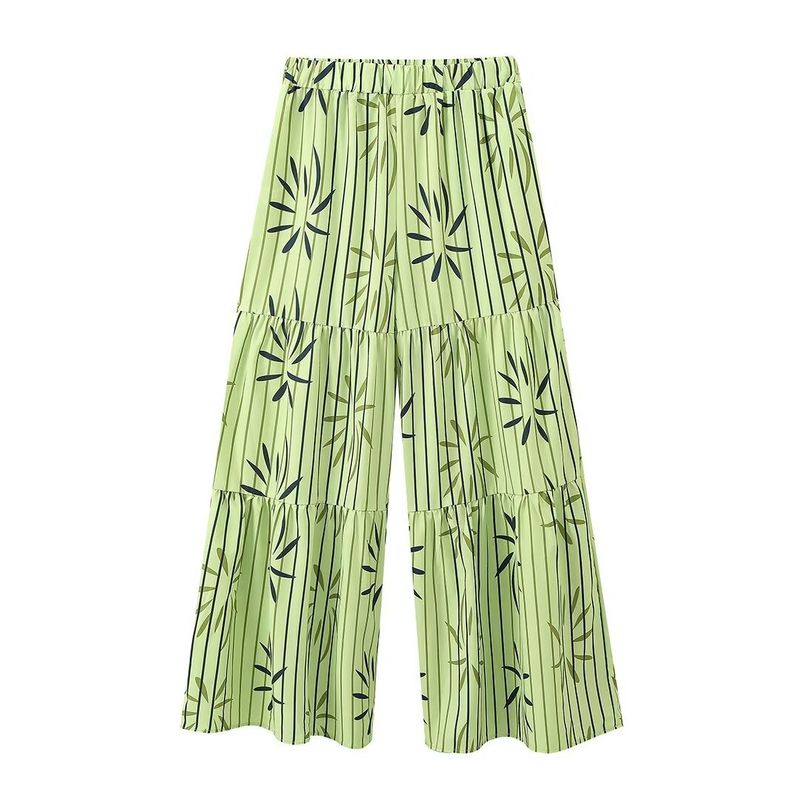 Women's Clothing Fashion Printed Round Neck Sleeveless Lace Up Vest Top Casual Street Style Trousers Suit_voghion.com