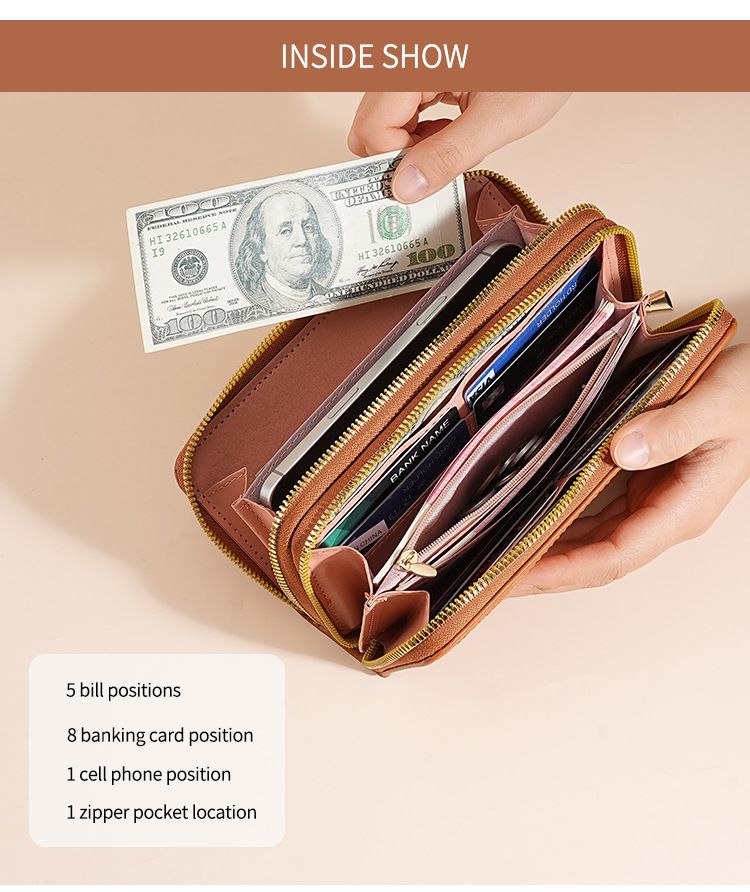 Women's Long Wallet Rhombus Clutch Multifunctional Mobile Phone Change Bag Wallet_voghion.com